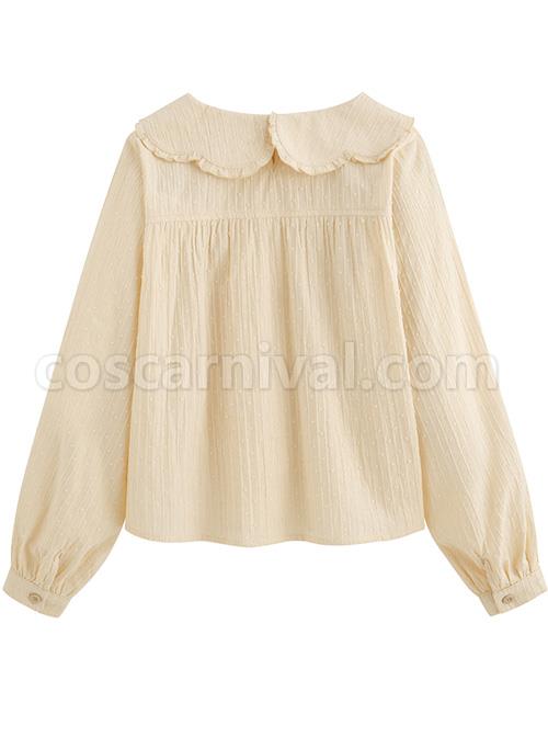 Petal Collar Jacquard Long Sleeve Sweet Lolita Shirt coscarnival