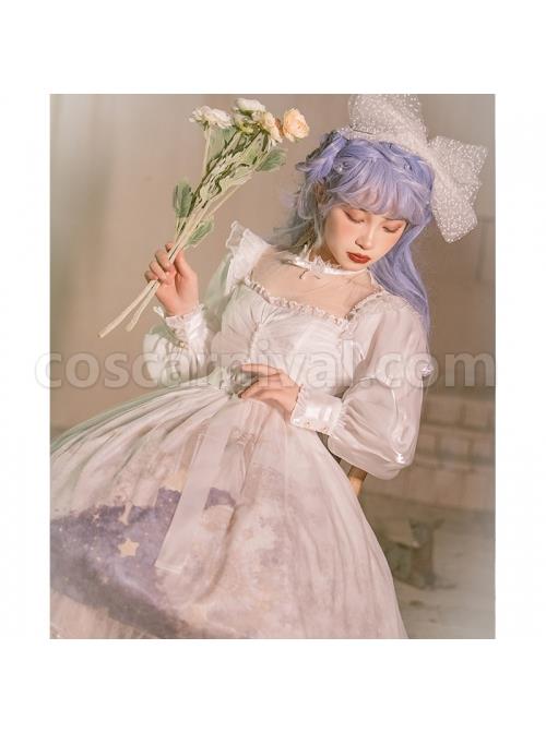 Pick-The-Stars-Series-OP-Elegant-Printing-Classic-Lolita-Dreamy-White-Long-Sleeve-Dress-coscarnival-540