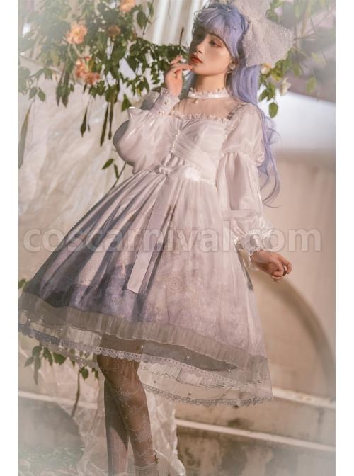Pick-The-Stars-Series-OP-Elegant-Printing-Classic-Lolita-Dreamy-White-Long-Sleeve-Dress-coscarnival-546