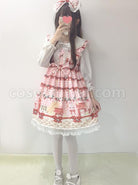 Plaid Strawberry Picnic Rabbit Series Sweet Lolita Sling Dress, front view