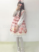 Plaid Strawberry Picnic Rabbit Series Sweet Lolita Sling Dress, back view