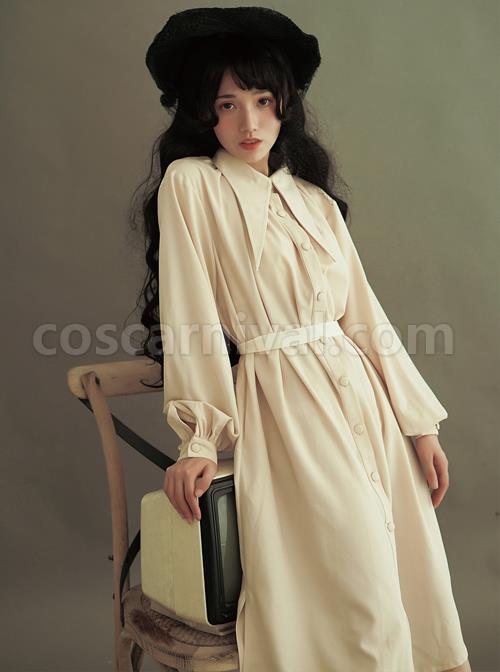 Pointed-Collar-Retro-Puff-Sleeves-Long-Shirt-Dress-coscarnival-994