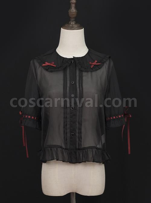 Popping Candy Series Doll Collar Ruffle Hem Sweet Lolita Light Short Sleeve Shirt coscarnival