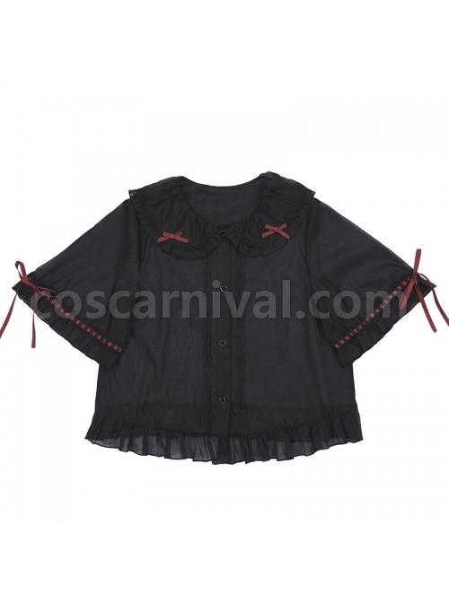 Popping Candy Series Doll Collar Ruffle Hem Sweet Lolita Light Short Sleeve Shirt coscarnival