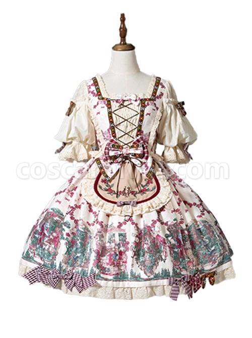 Printed-Little-Red-Riding-Hood-Series-Elegant-Square-Neck-Bubble-Lantern-Sleeve-Detachable-Lace-Embroidery-Apron-Classic-Lolita-Short-Sleeved-Dress-coscarnival-2373