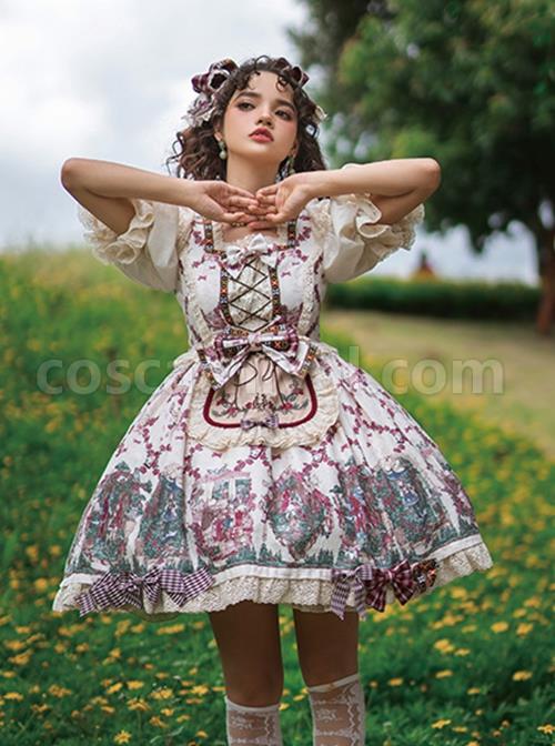 Printed-Little-Red-Riding-Hood-Series-Elegant-Square-Neck-Bubble-Lantern-Sleeve-Detachable-Lace-Embroidery-Apron-Classic-Lolita-Short-Sleeved-Dress-coscarnival-2419