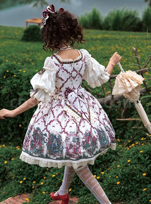 Printed-Little-Red-Riding-Hood-Series-Elegant-Square-Neck-Bubble-Lantern-Sleeve-Detachable-Lace-Embroidery-Apron-Classic-Lolita-Short-Sleeved-Dress-coscarnival-2428