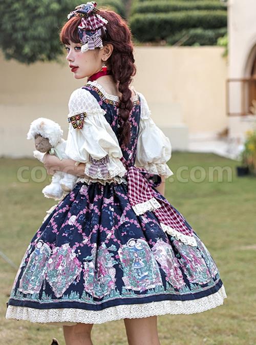 Printed-Little-Red-Riding-Hood-Series-Elegant-Square-Neck-Bubble-Lantern-Sleeve-Detachable-Lace-Embroidery-Apron-Classic-Lolita-Short-Sleeved-Dress-coscarnival-2436