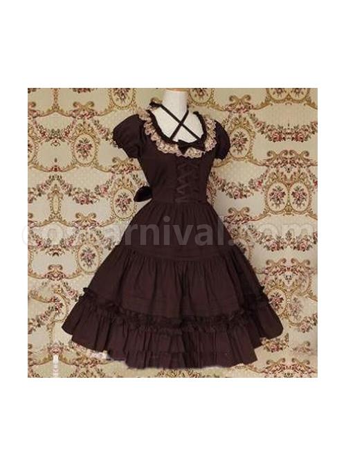 Puff-Short-Sleeves-Bow-Lace-Classic-Lolita-Dress-coscarnival-986
