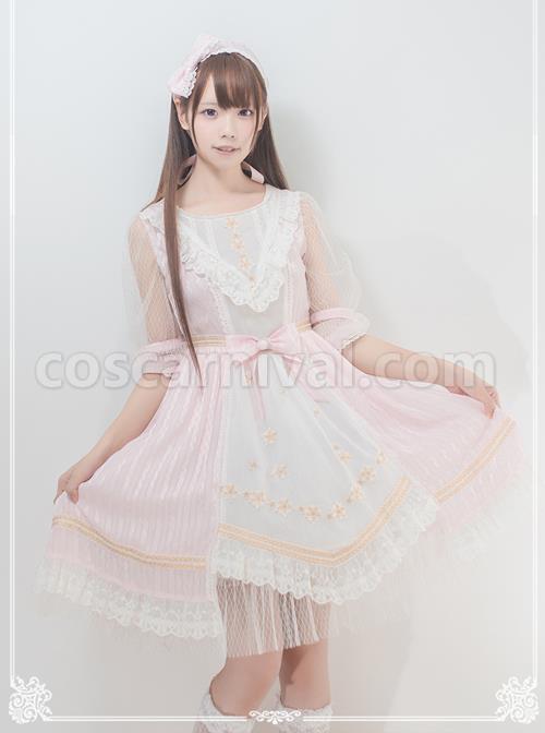 Puff-Sleeve-Bowknot-Ruffles-Classic-Lolita-Dress-coscarnival-5036