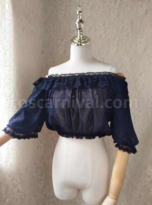 Pure Color Chiffon Classic Lolita Half Sleeve Shirt coscarnival
