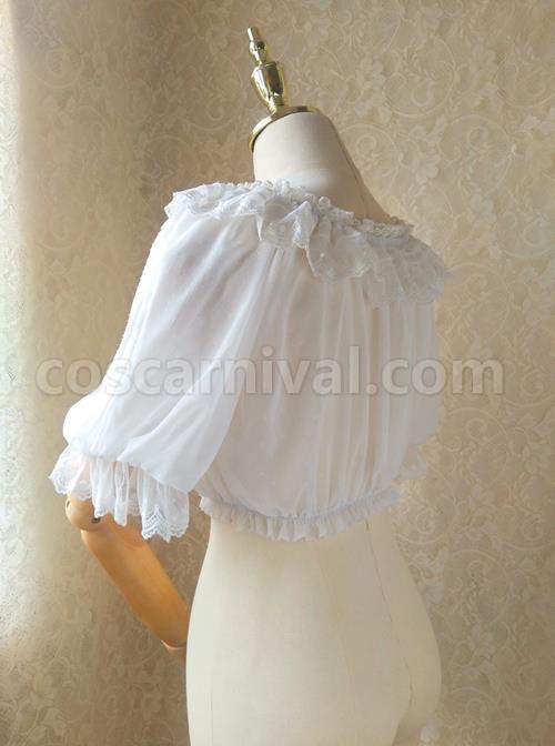 Pure Color Chiffon Classic Lolita Half Sleeve Shirt coscarnival