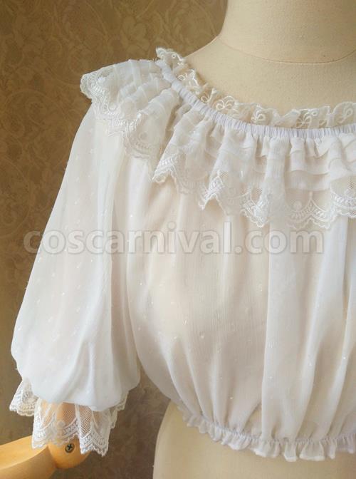Pure Color Chiffon Classic Lolita Half Sleeve Shirt coscarnival