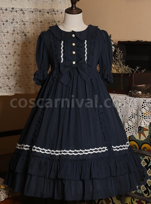 Pure-Color-Elegant-Ruffles-High-Waist-Short-Sleeve-Lolita-Dress-coscarnival-298