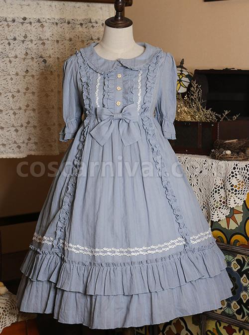 Pure-Color-Elegant-Ruffles-High-Waist-Short-Sleeve-Lolita-Dress-coscarnival-303
