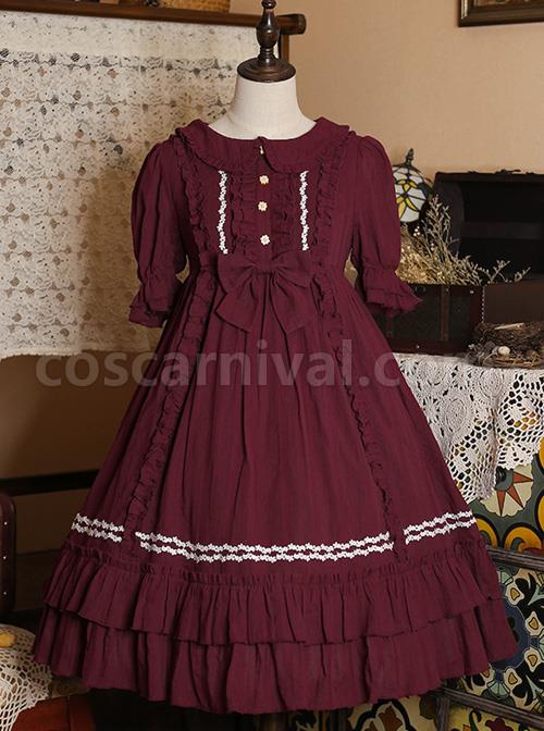 Pure-Color-Elegant-Ruffles-High-Waist-Short-Sleeve-Lolita-Dress-coscarnival-308