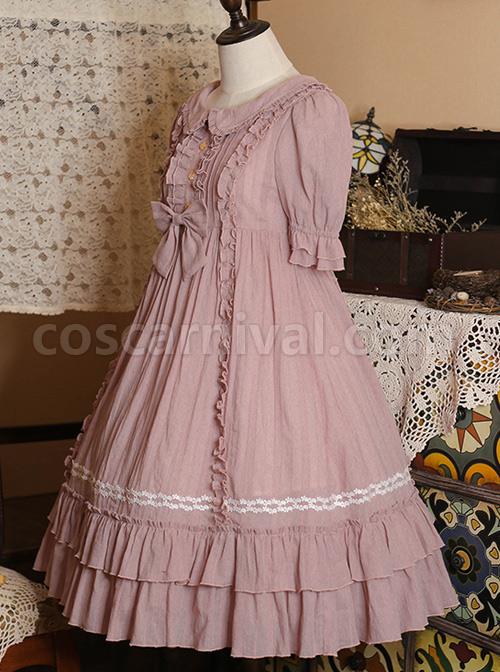 Pure-Color-Elegant-Ruffles-High-Waist-Short-Sleeve-Lolita-Dress-coscarnival-312