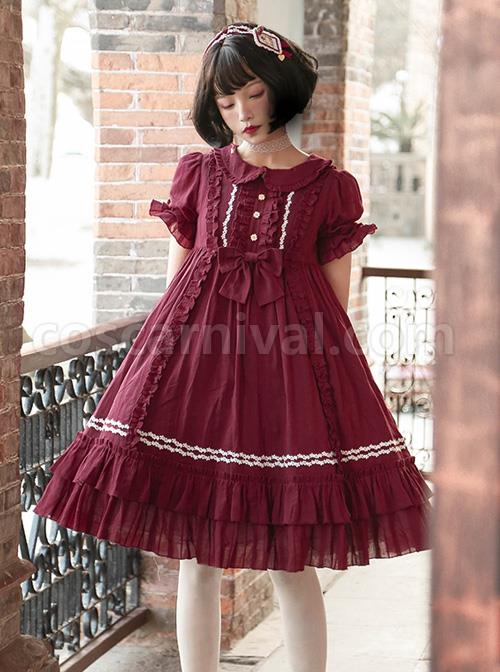 Pure-Color-Elegant-Ruffles-High-Waist-Short-Sleeve-Lolita-Dress-coscarnival-318
