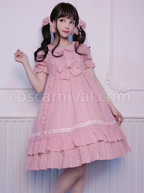 Pure-Color-Elegant-Ruffles-High-Waist-Short-Sleeve-Lolita-Dress-coscarnival-328