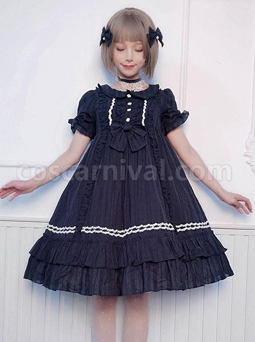 Pure-Color-Elegant-Ruffles-High-Waist-Short-Sleeve-Lolita-Dress-coscarnival-333