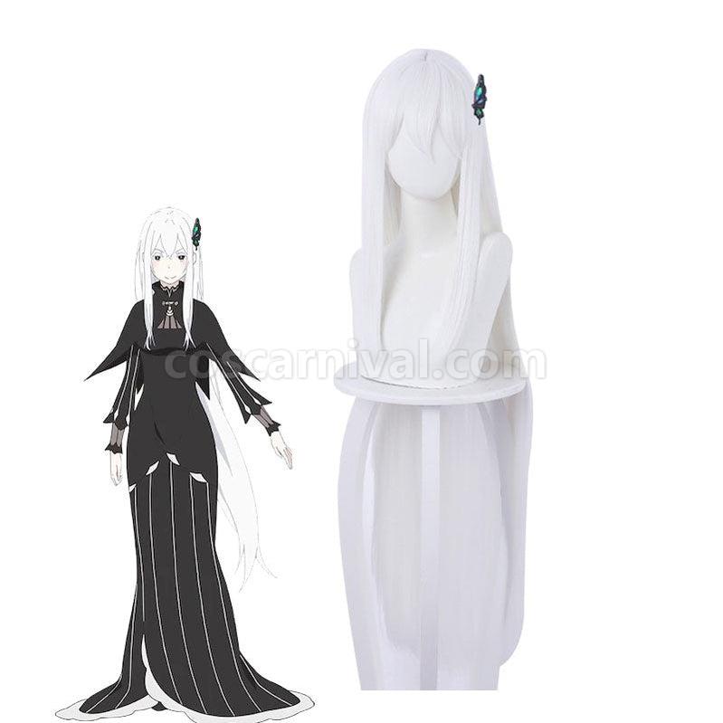 ReZero Starting Life in Another World Echidna Witch of Greed Long Straight White Cosplay Wigs coscarnival011117180