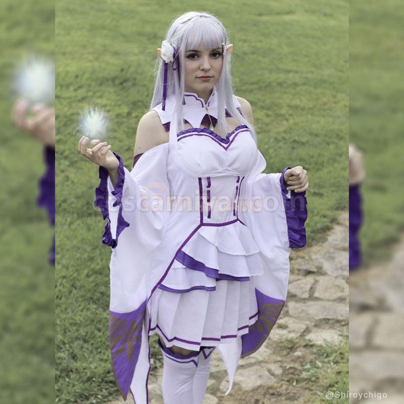 ReZero Starting Life in Another World Emilia Cosplay Costume coscarnival011118988