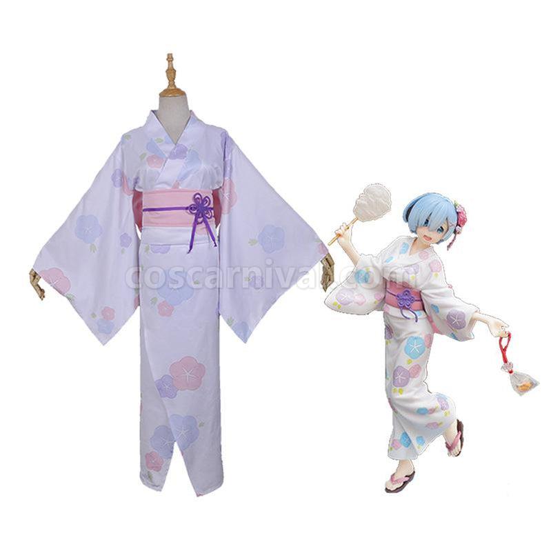 ReZero Starting Life in Another World Rem Summer Kimono Cosplay Costume coscarnival011118801