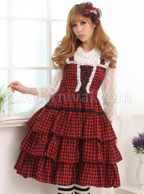 Red-And-Black-Plaid-Classic-Lolita-Sleeveless-Dress-coscarnival-2327