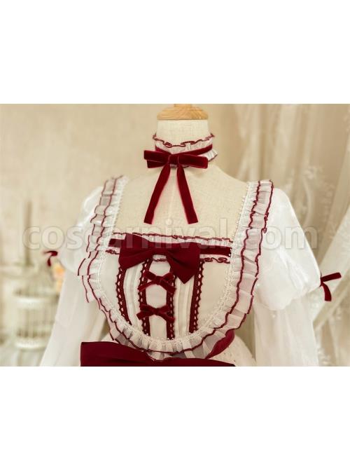 Red-White-Elegant-Bouquet-Print-With-Polka-Dots-Bow-Knot-Lantern-Sleeve-Beam-Mouth-Long-Sleeve-Classic-Lolita-Dress-coscarnival-2352