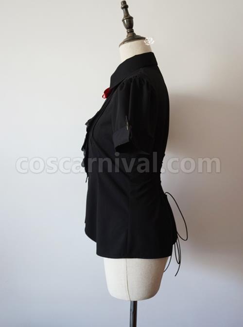 Researcher Series White Lapel Classic Lolita Short Sleeve Blouses With A Bow Tie coscarnival
