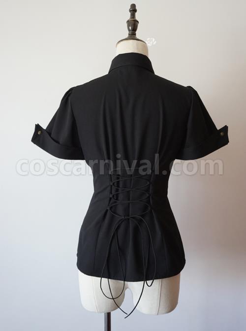 Researcher Series White Lapel Classic Lolita Short Sleeve Blouses With A Bow Tie coscarnival