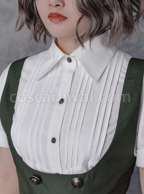 Researcher Series White Lapel Classic Lolita Short Sleeve Blouses With A Bow Tie coscarnival
