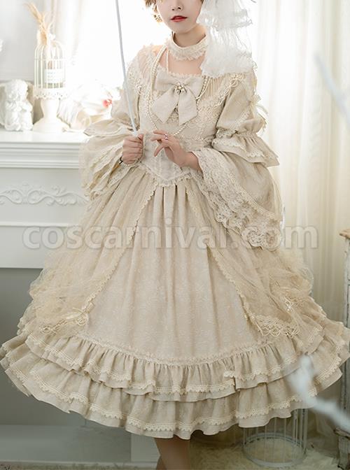 Retro-Court-Style-Delicate-Lace-Jacquard-Design-Pleated-Lace-Trim-Bow-Knots-Flared-Sleeves-Classic-Lolita-Dress-coscarnival-2301