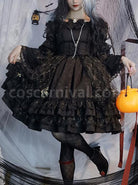 Retro-Court-Style-Delicate-Lace-Jacquard-Design-Pleated-Lace-Trim-Bow-Knots-Flared-Sleeves-Classic-Lolita-Dress-coscarnival-2309