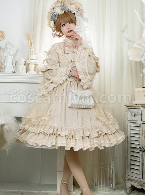 Retro-Court-Style-Delicate-Lace-Jacquard-Design-Pleated-Lace-Trim-Bow-Knots-Flared-Sleeves-Classic-Lolita-Dress-coscarnival-2331