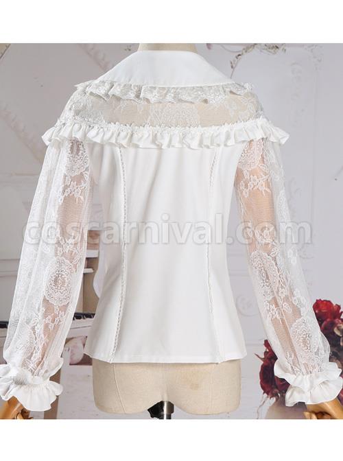 Retro Doll-collar Lace Hollowed Out Classic Lolita Long Sleeve Shirt coscarnival