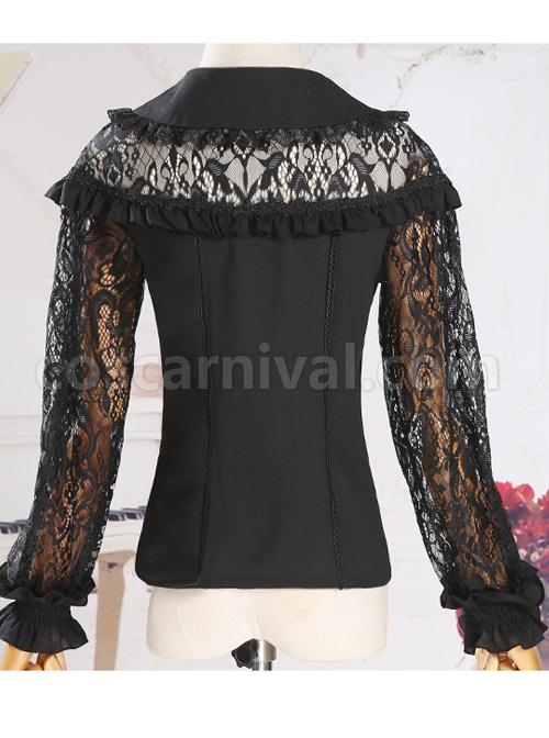 Retro Doll-collar Lace Hollowed Out Classic Lolita Long Sleeve Shirt coscarnival