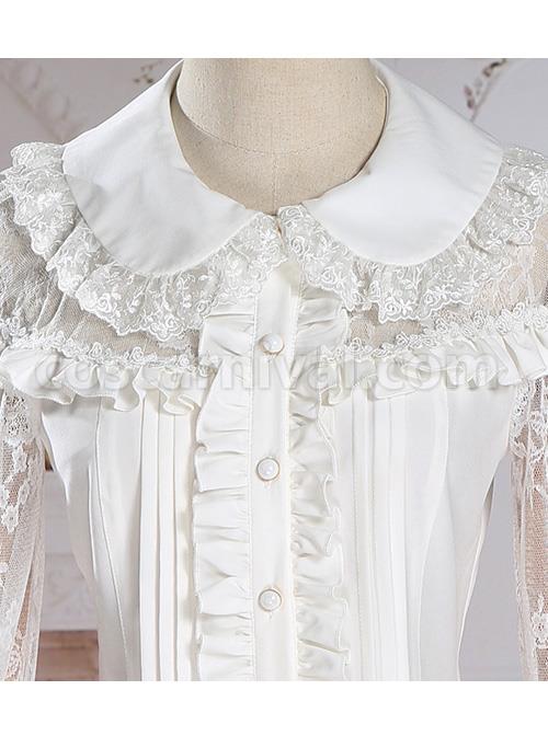 Retro Doll-collar Lace Hollowed Out Classic Lolita Long Sleeve Shirt coscarnival