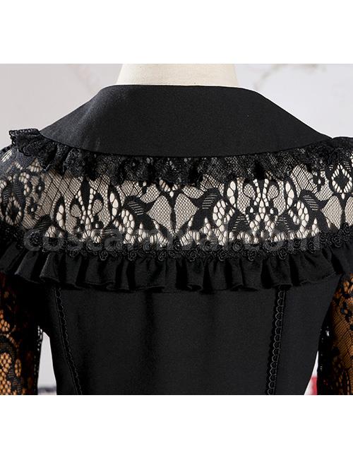 Retro Doll-collar Lace Hollowed Out Classic Lolita Long Sleeve Shirt coscarnival