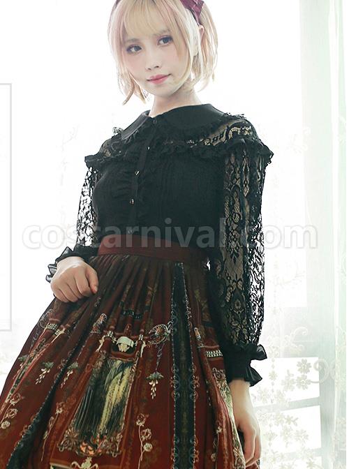 Retro Doll-collar Lace Hollowed Out Classic Lolita Long Sleeve Shirt coscarnival