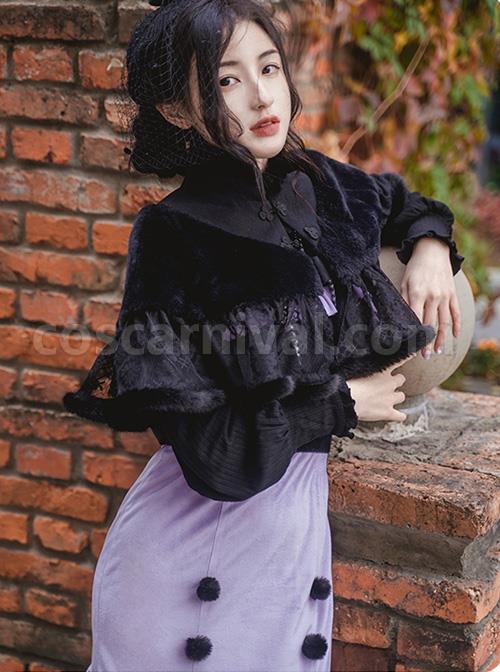 Retro-Elegant-Black-Purple-Velvet-Stitching-Black-Translucent-Hem-Fishtail-Skirt-Shawl-Classic-Lolita-Sleeveless-Dress-Set-coscarnival-1568