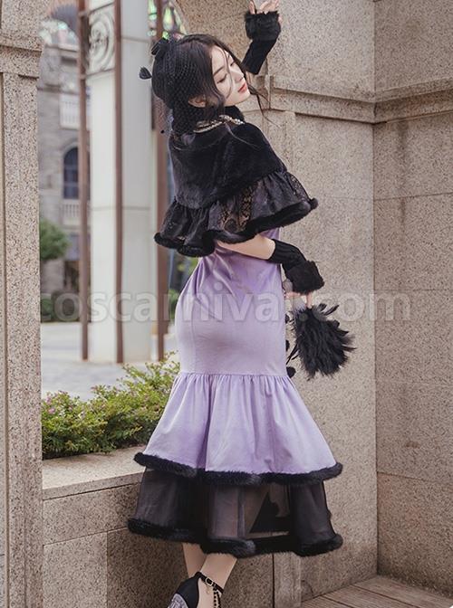 Retro-Elegant-Black-Purple-Velvet-Stitching-Black-Translucent-Hem-Fishtail-Skirt-Shawl-Classic-Lolita-Sleeveless-Dress-Set-coscarnival-1576