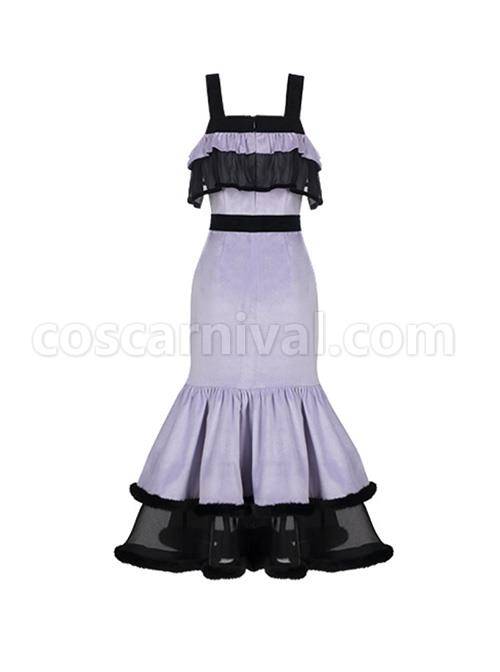 Retro-Elegant-Black-Purple-Velvet-Stitching-Black-Translucent-Hem-Fishtail-Skirt-Shawl-Classic-Lolita-Sleeveless-Dress-Set-coscarnival-1585