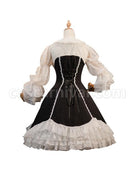 Retro-Elegant-Black-White-Doll-Collar-Stitching-Semi-Transparent-Lotus-Root-Sleeve-Lace-Hem-Classic-Lolita-Long-Sleeved-Dress-coscarnival-2333