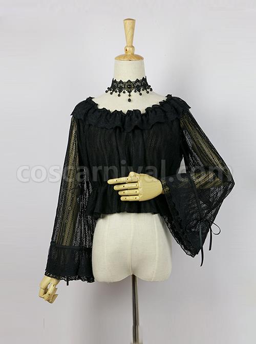 Retro Elegant Lady Lace Trumpet Long Sleeve Classic Lolita Shirt coscarnival