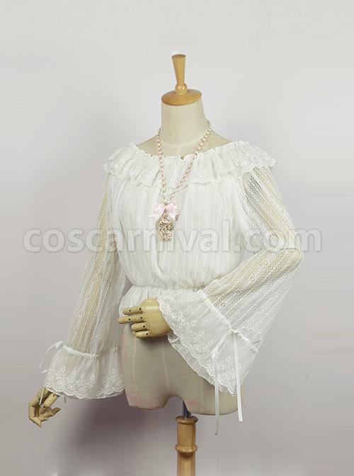 Retro Elegant Lady Lace Trumpet Long Sleeve Classic Lolita Shirt coscarnival