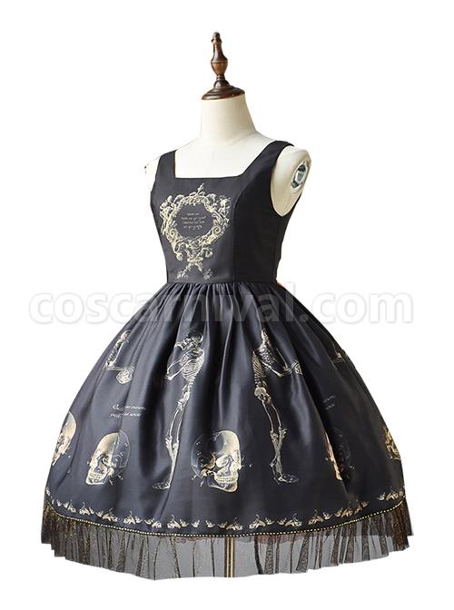 Retro Gothic Human-bone Lolita Sleeveless Dress coscarnival