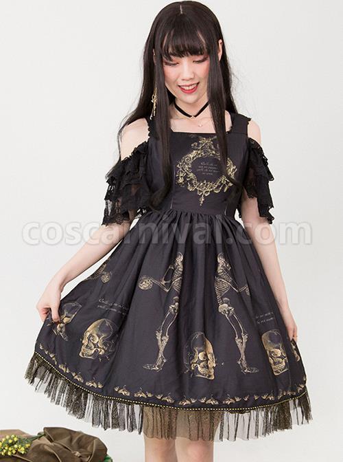 Retro Gothic Human-bone Lolita Sleeveless Dress coscarnival