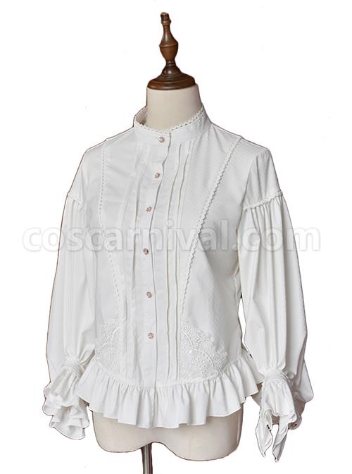 Retro Handsome Classic Lolita Long Lantern Sleeve Shirt coscarnival
