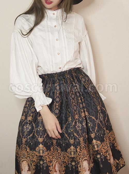 Retro Handsome Classic Lolita Long Lantern Sleeve Shirt coscarnival